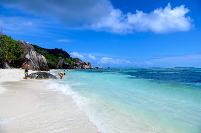 Granite boulders and turquoise water, Seychelles