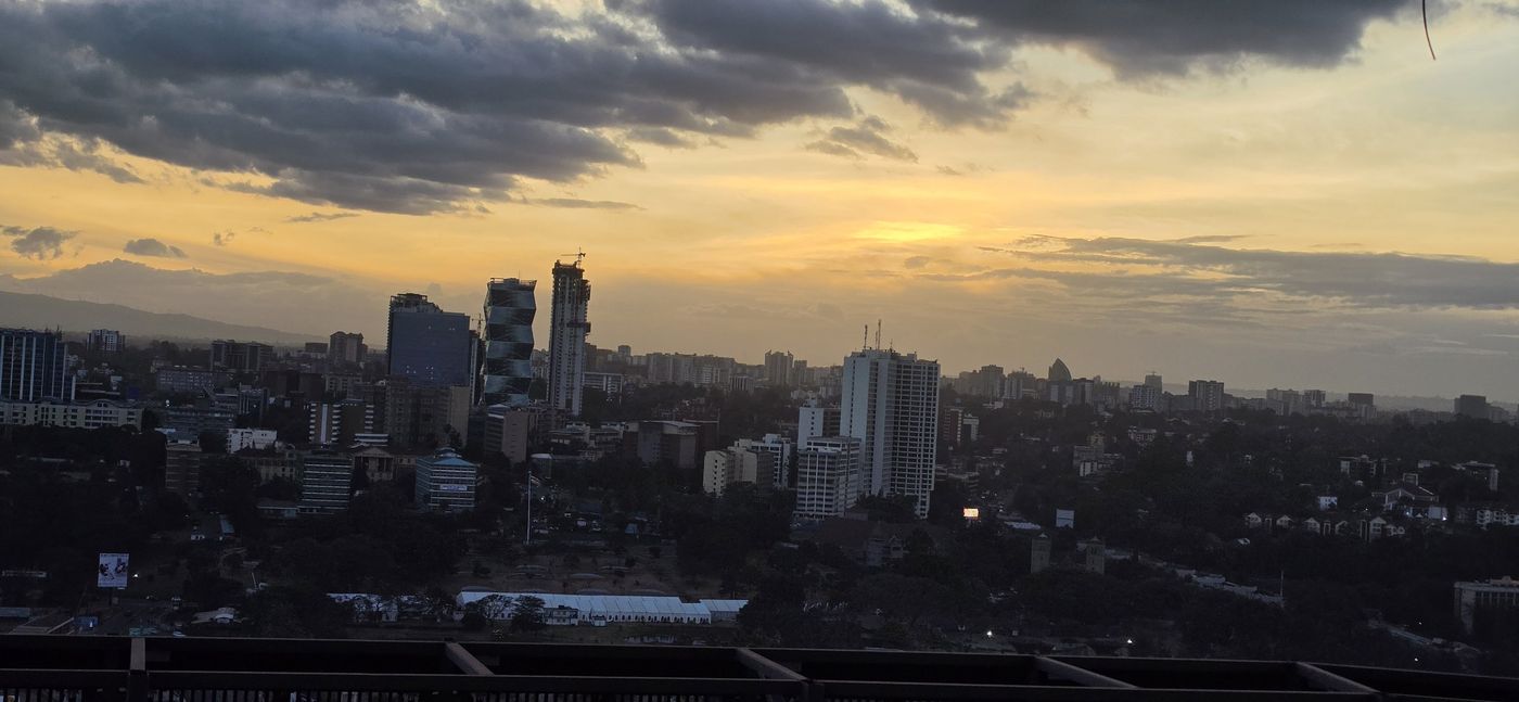 Nairobi city skyline at sunset